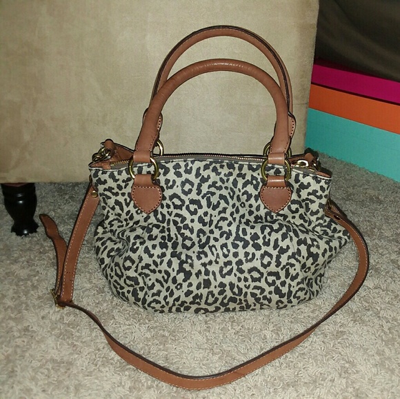 J. Crew Animal Leopard Print Khaki Satchel - Picture 3 of 8